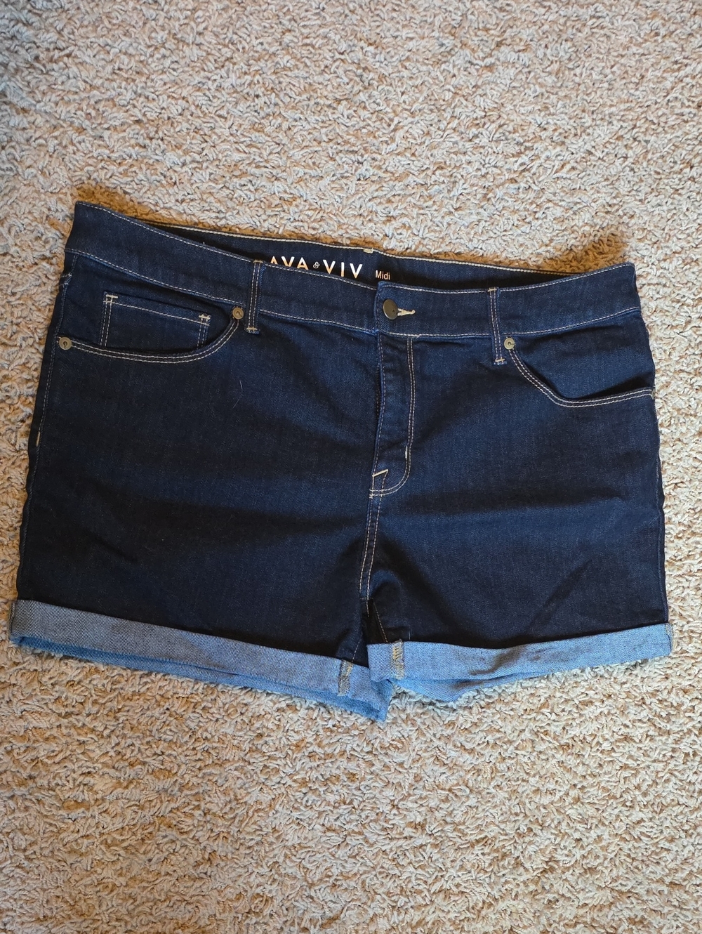 Ava & Viv Dark Indigo Roll-Cuff Denim Shorts